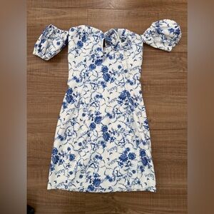 Meshki White and Blue Floral Dress